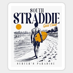 Vintage Surfing South Straddie, Gold Coast, Australia // Retro Surfer Sketch // Surfer's Paradise Magnet